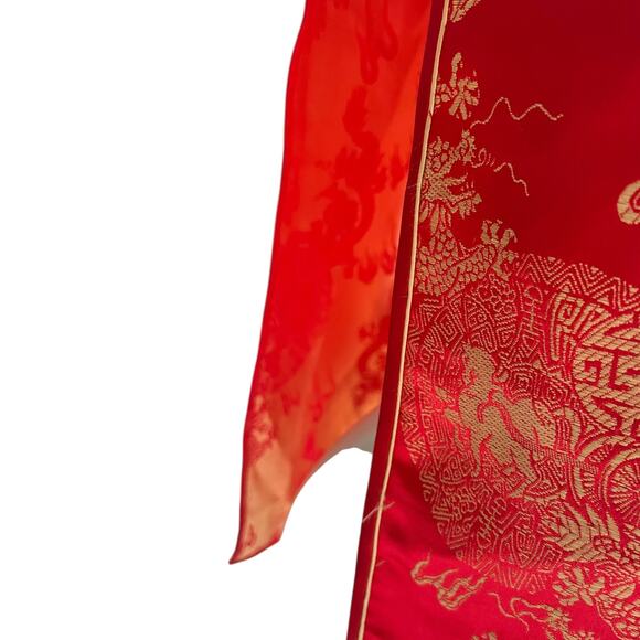 Vintage Red Golden Dragon Cheongsam Qipao Dress Size Small - Picture 10 of 16